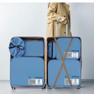 Travel Packing Cubes for Suitcases 6 Set,Large Suitcase Organizer Bags Set Blue
